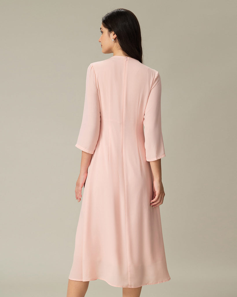 Women Woven Polyester Midi Dresses Dresses - RIHOAS