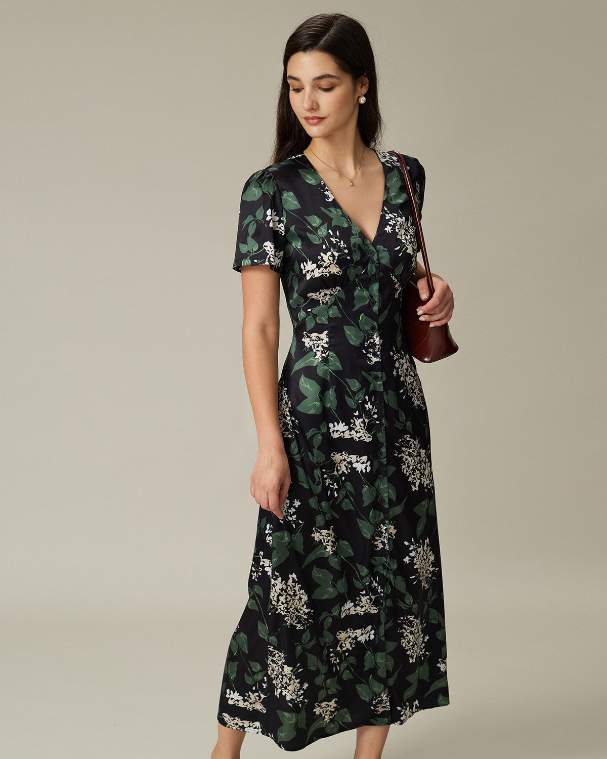 Women Woven Polyester Midi Dresses Dresses - RIHOAS