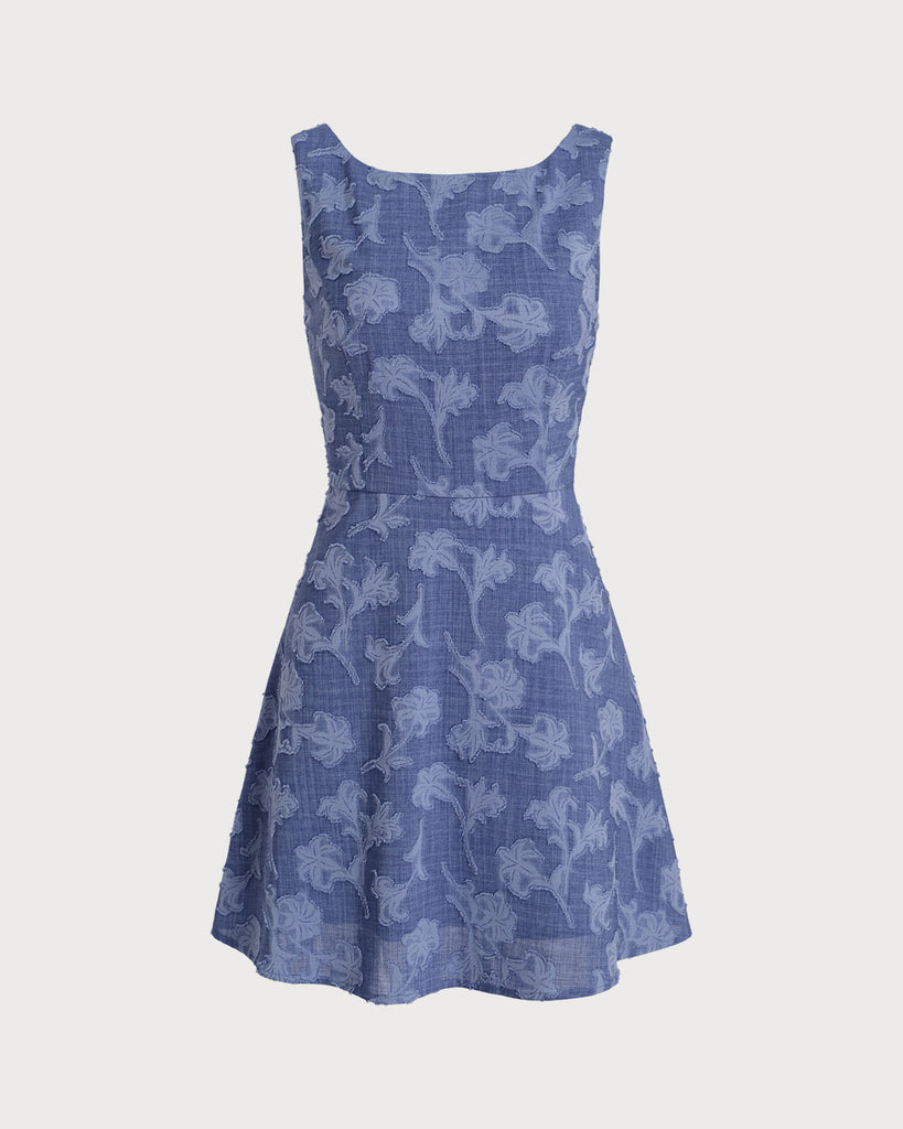 Women Woven Polyester Mini Dresses Blue Dresses - RIHOAS