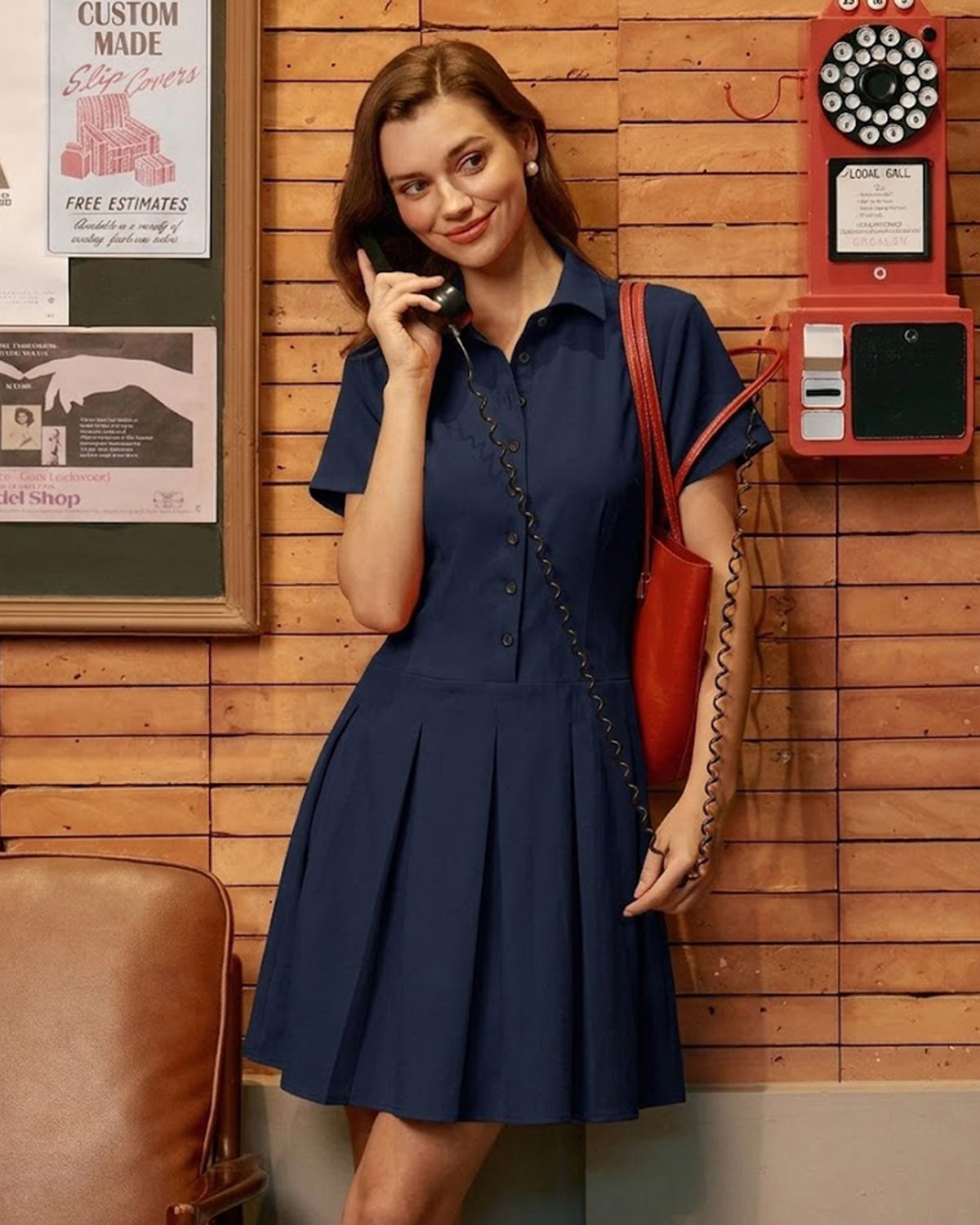 Navy Button Pleated Mini Dress & Reviews - Navy - Dresses | RIHOAS Navy Button Pleated Mini Dress & Reviews - Navy - Dresses | RIHOAS
