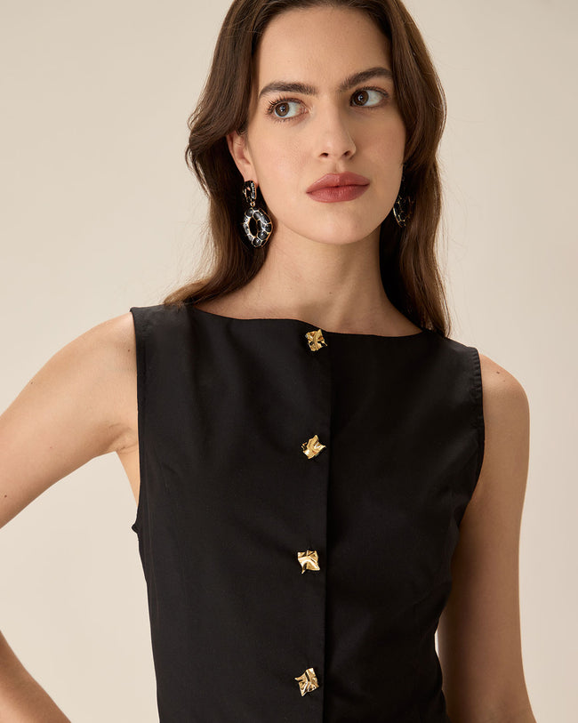 Black Boat Neck Pleated Mini Dress & Reviews - Black
