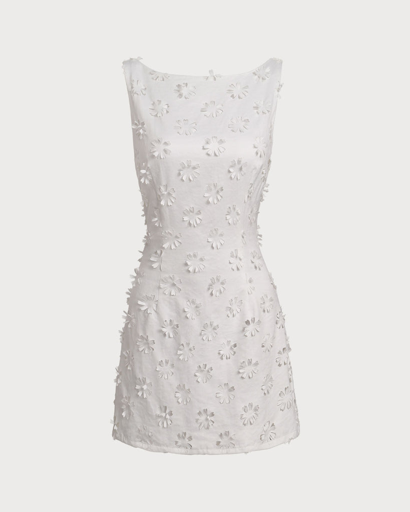 Women Woven Polyester Mini Dresses White Dresses - RIHOAS