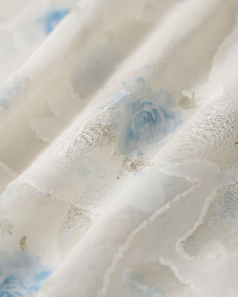 White Floral Textured Button Shirt - RIHOAS