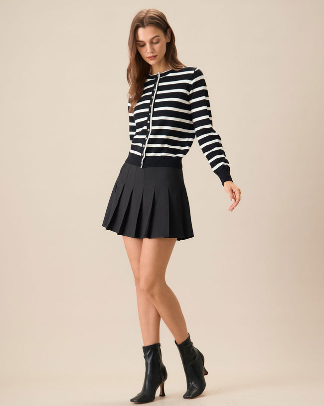 Women's Black Pleated A-Line Mini Skirt & Reviews - Black