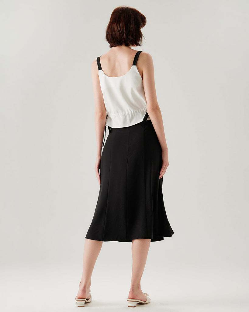 Black A-Line Slit Midi Skirt - RIHOAS