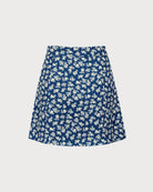 Navy Floral A-Line Mini Skirt