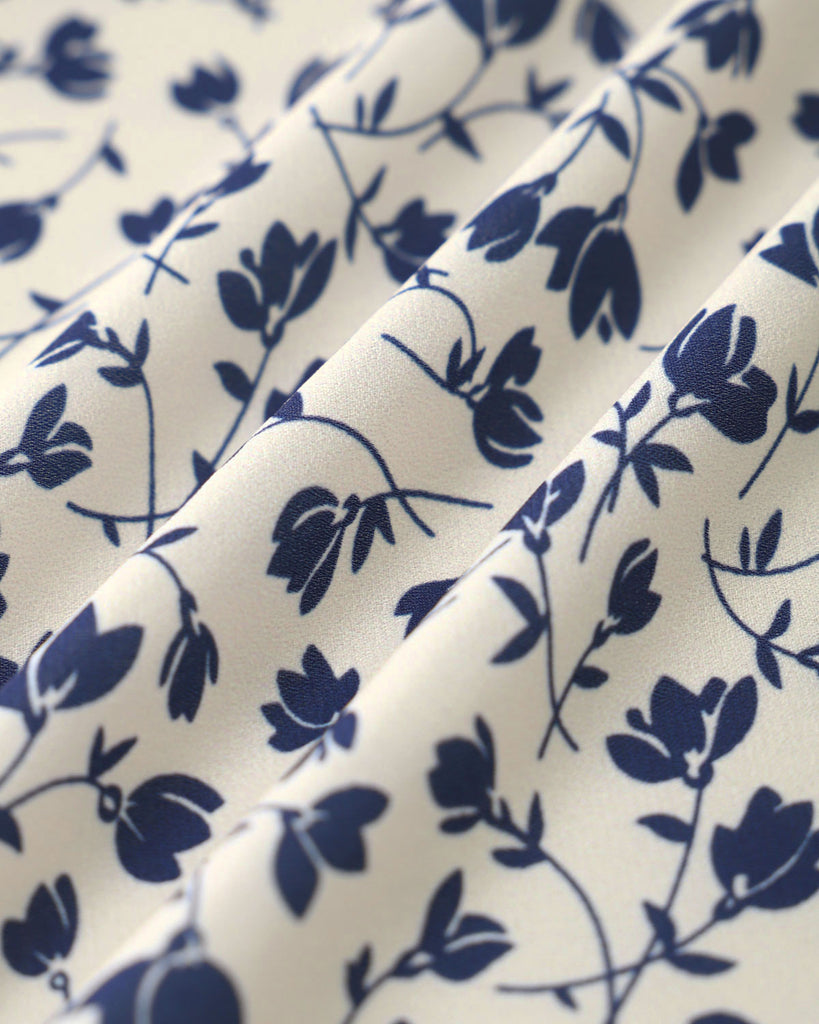 Blue Floral High Waisted Wrap Mini Skirt - RIHOAS