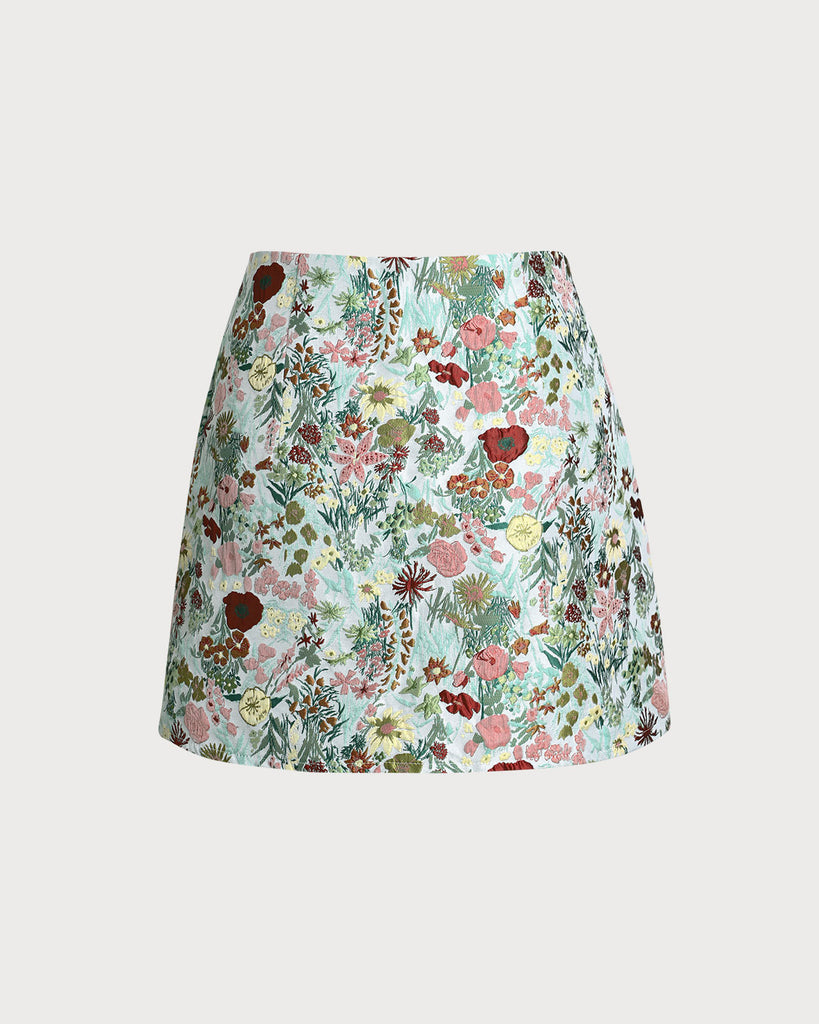 Floral High Waisted A-Line Mini Skirt - RIHOAS