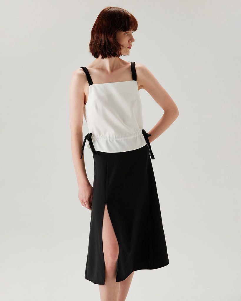 Black A-Line Slit Midi Skirt - RIHOAS