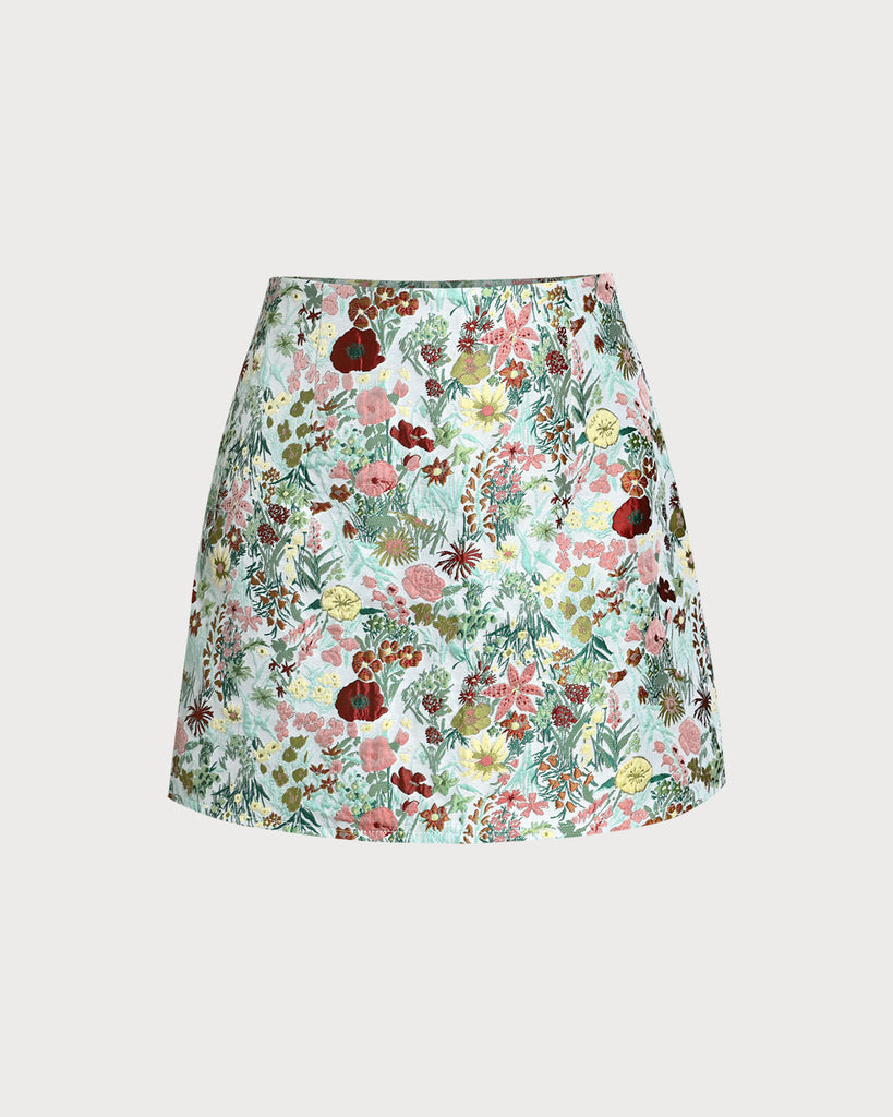 Floral High Waisted A-Line Mini Skirt - RIHOAS