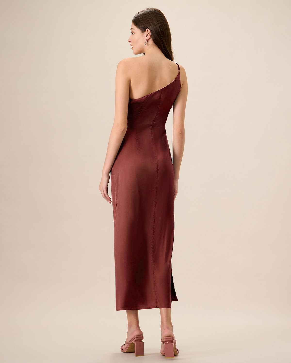 Women's Red One-shoulder Satin Maxi Dress & Reviews - Green - Dresses | RIHOAS Women's Red One-shoulder Satin Maxi Dress & Reviews - Green - Dresses | RIHOAS