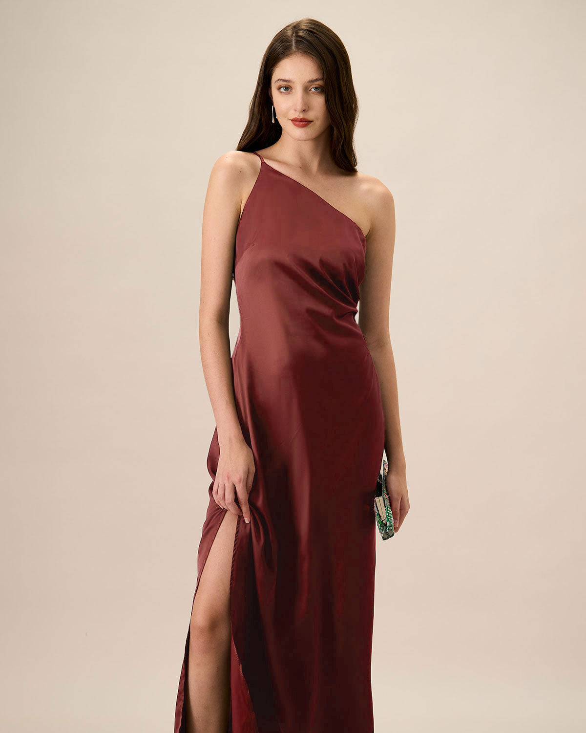 Women's Red One-shoulder Satin Maxi Dress & Reviews - Green - Dresses | RIHOAS Women's Red One-shoulder Satin Maxi Dress & Reviews - Green - Dresses | RIHOAS