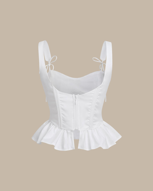 white ruffle cami