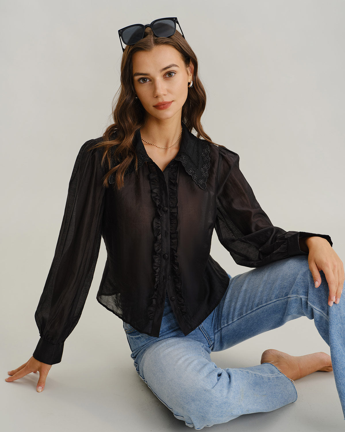 Women Woven TENCEl Lyocell Shirts Tops - RIHOAS