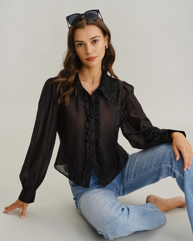Women Woven TENCEl Lyocell Shirts Tops - RIHOAS