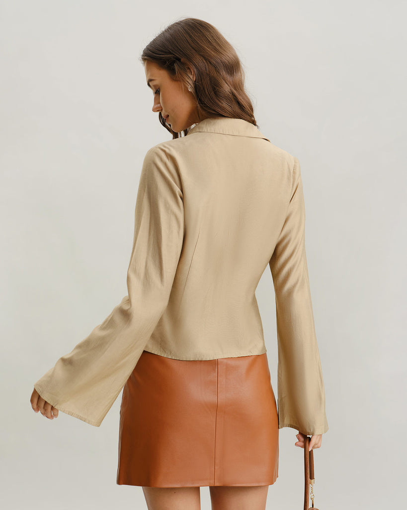 Women Woven TENCEl Lyocell Shirts Tops - RIHOAS