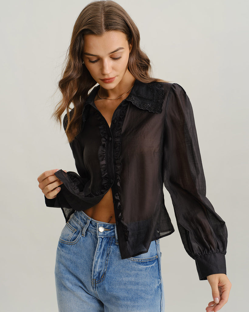 Women Woven TENCEl Lyocell Shirts Tops - RIHOAS