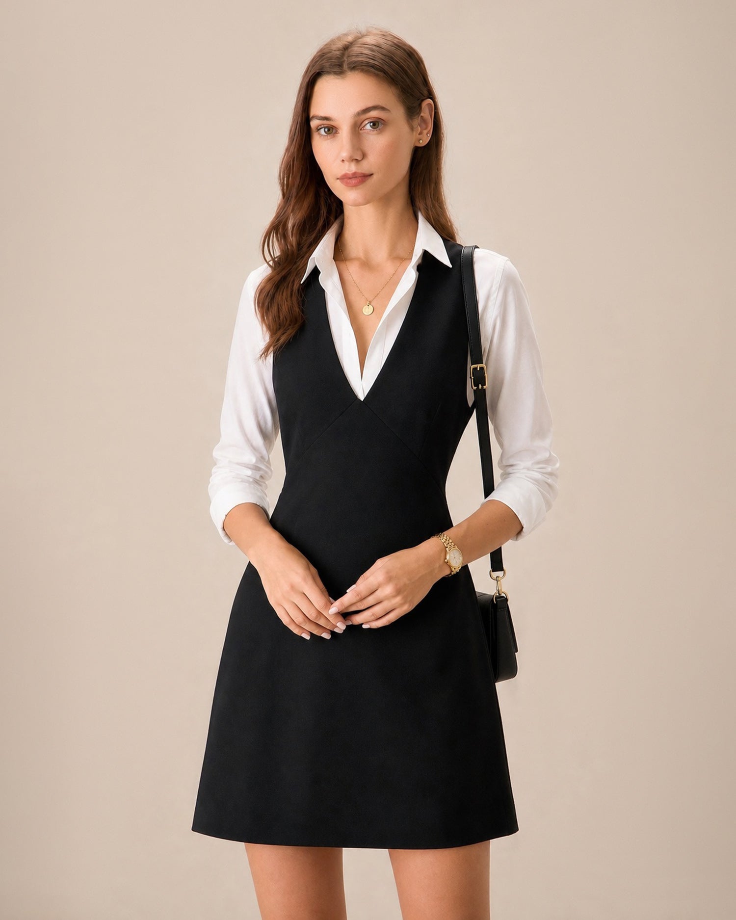 Dresses, Mini Dresses, Sleeveless Dresses, New in, New in Dresses, V-Neck Dresses, Black Dresses, A-Line Dresses, Basic Style, Summer Collection & Reviews - Black - Dresses