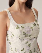 Beige Floral Slim Tank Top