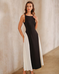 Women'S Knitted Polyester Maxi Dress Black Dresses - RIHOAS
