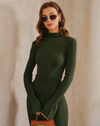 Women'S Knitted Viscose Sweater Green Tops - RIHOAS