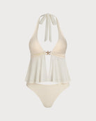 Women'S Polyester Knitted Tankini Set Tankinis - RIHOAS