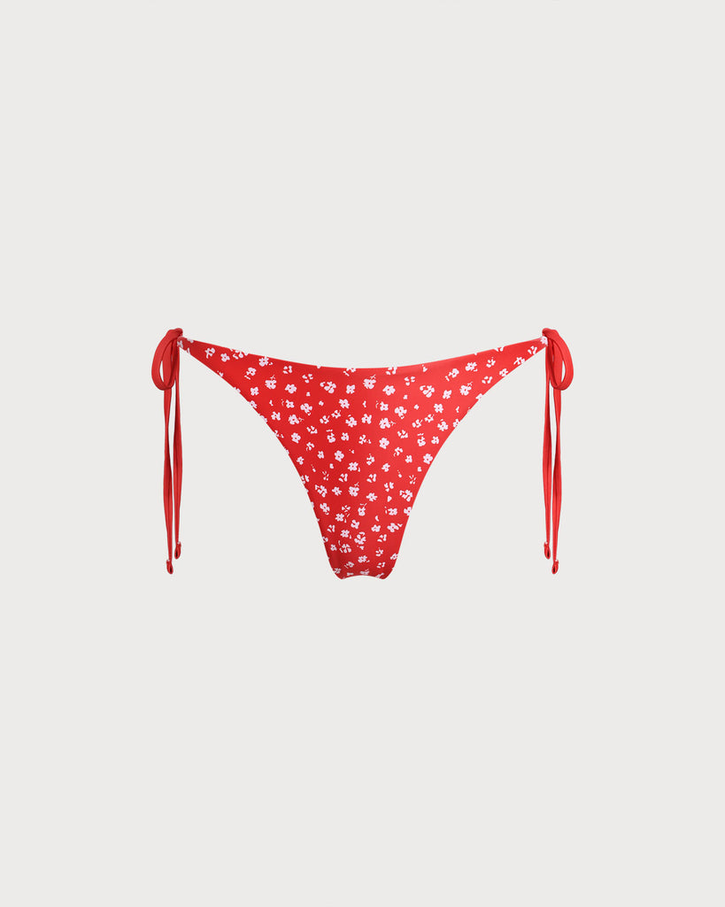 Women'S Woven Polyester Ammonia Blend Fabric Bikini Swimsuit Red Bikinis - RIHOAS