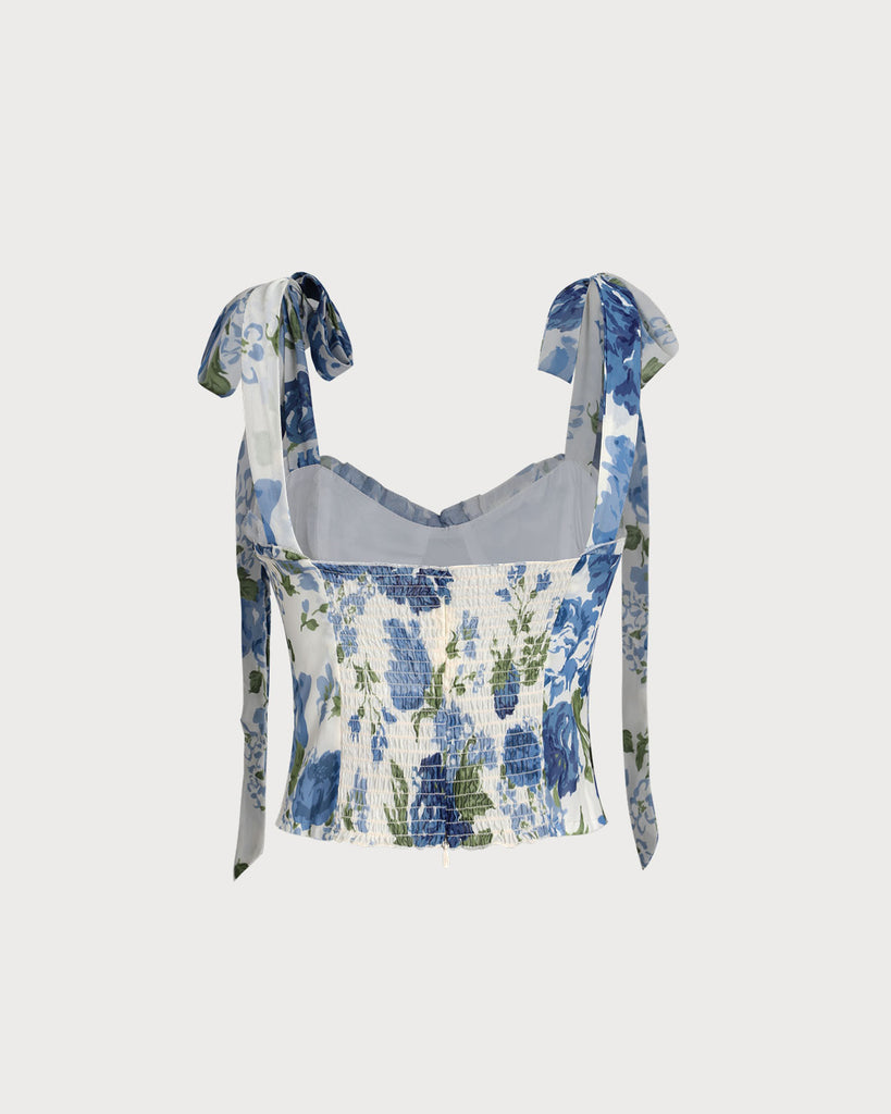 Blue Floral Bohemian Cropped Camis - RIHOAS