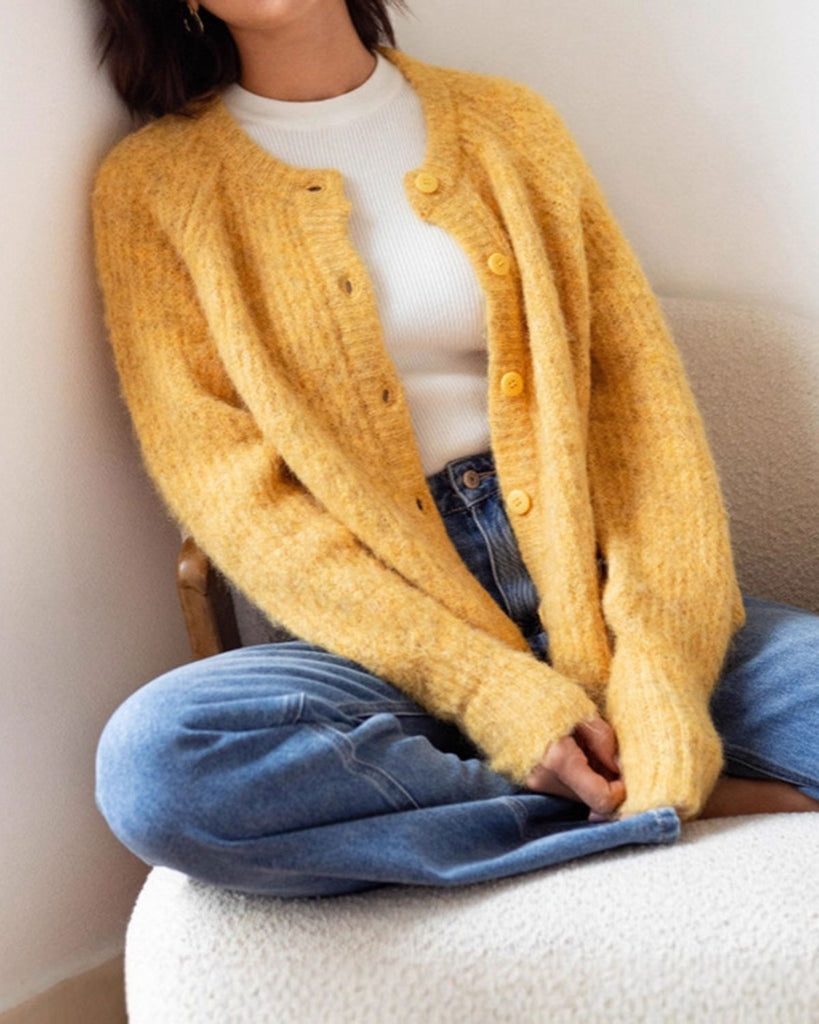 Women's Acrylic Knit Cardigan Sweater Tops - RIHOAS