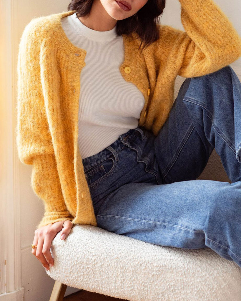 Women's Acrylic Knit Cardigan Sweater Tops - RIHOAS
