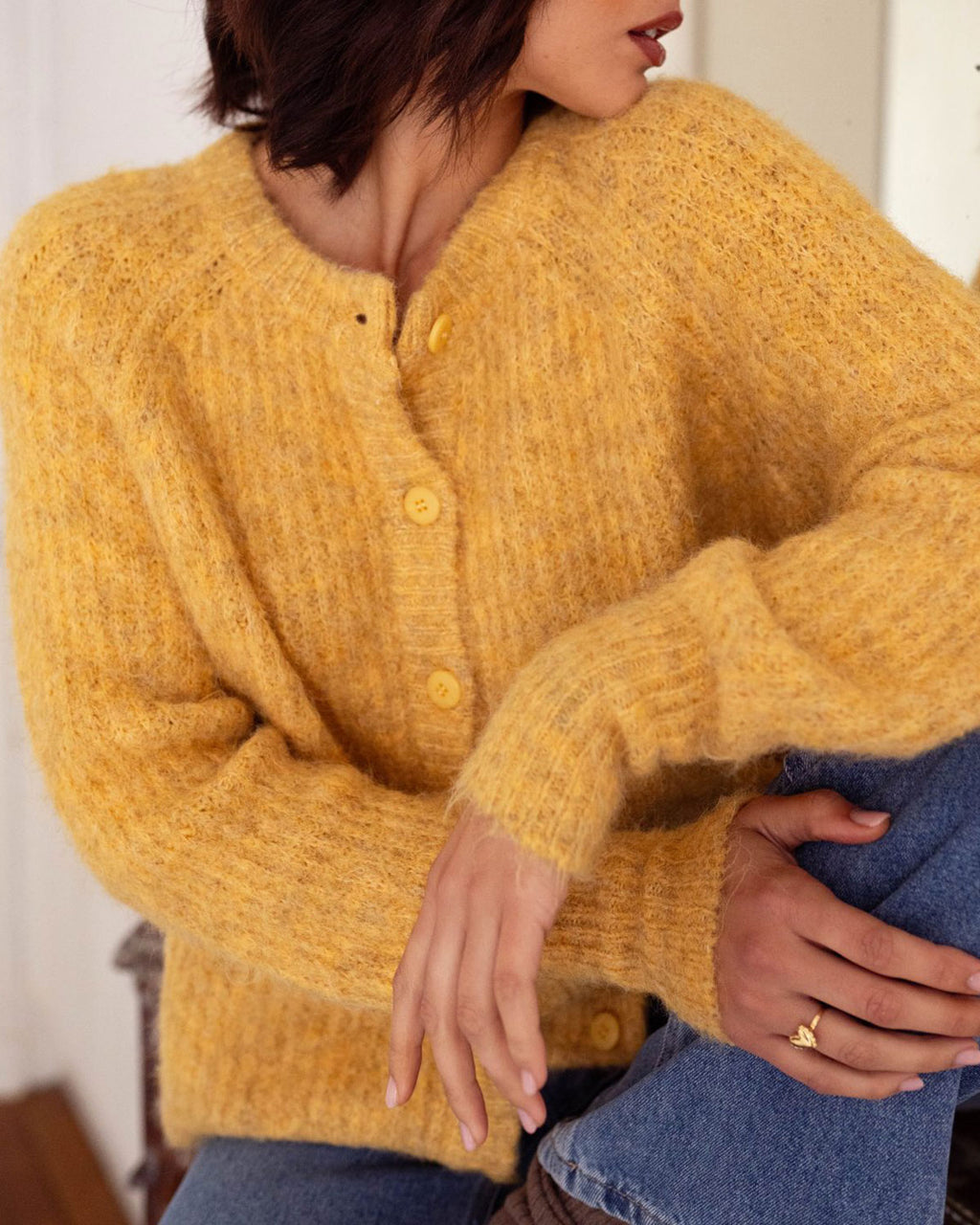 Women's Acrylic Knit Cardigan Sweater Tops - RIHOAS