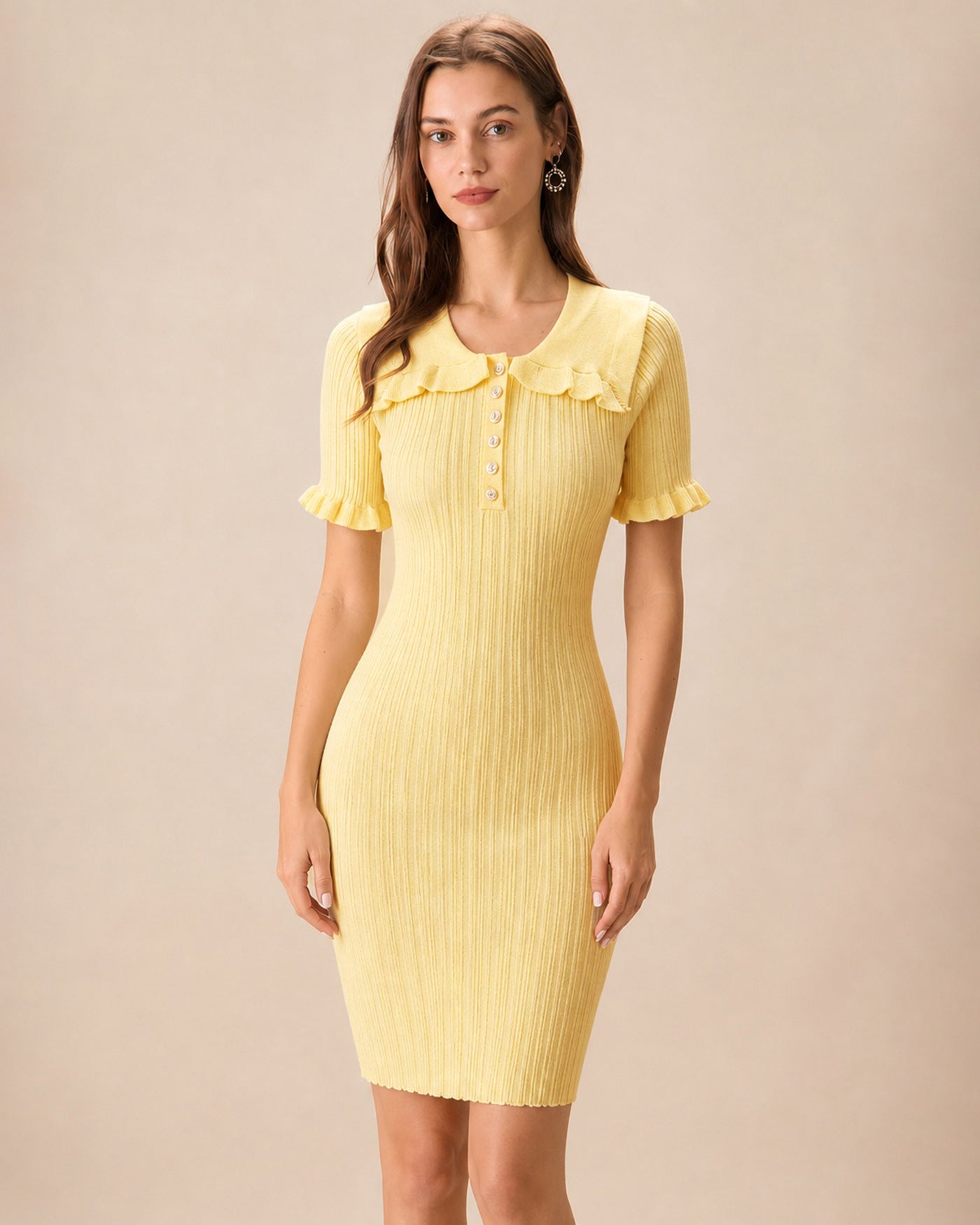 Yellow Textured Tunic Mini Sweater Dress & Reviews - Yellow - Dresses
