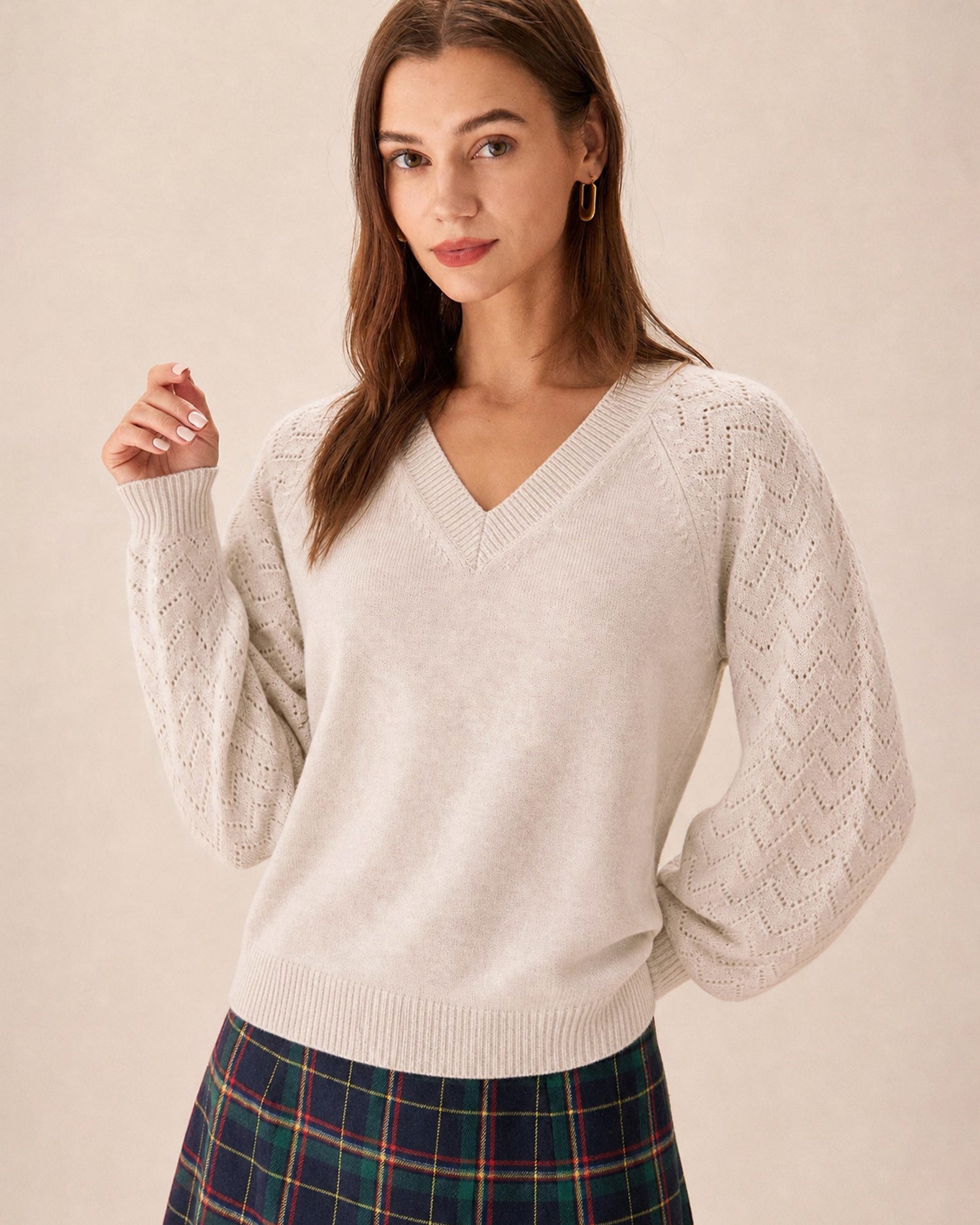 Women's Acrylic Knit Sweater Apricot - RIHOAS