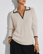 Women's Acrylic Knit Sweater Beige - RIHOAS