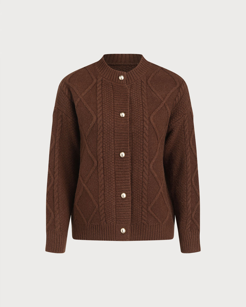 Women's Acrylic Knit Sweater Coffee Tops - RIHOAS