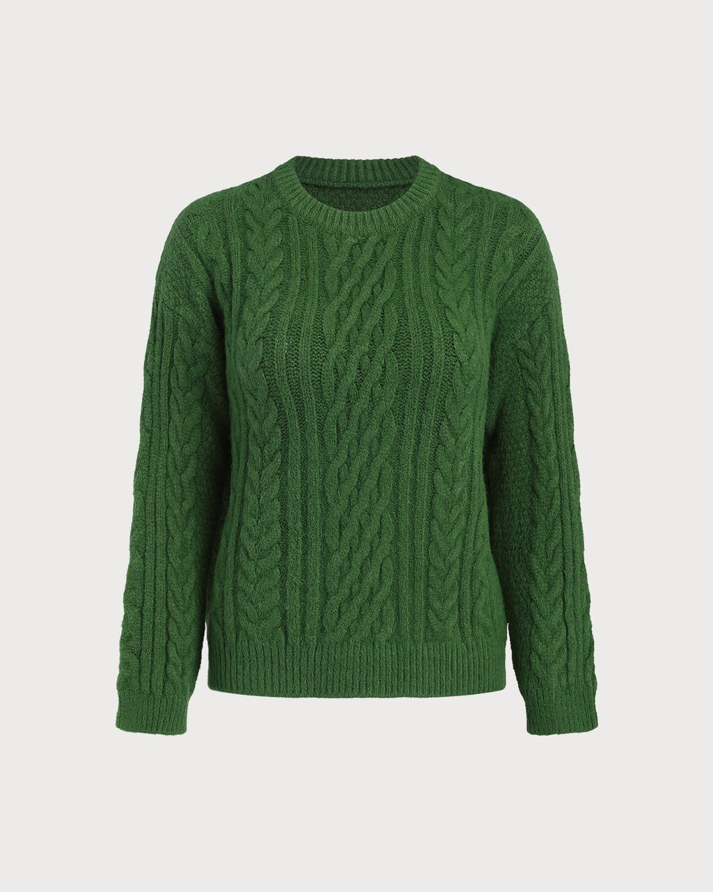 Women's Acrylic Knit Sweater Green Tops - RIHOAS