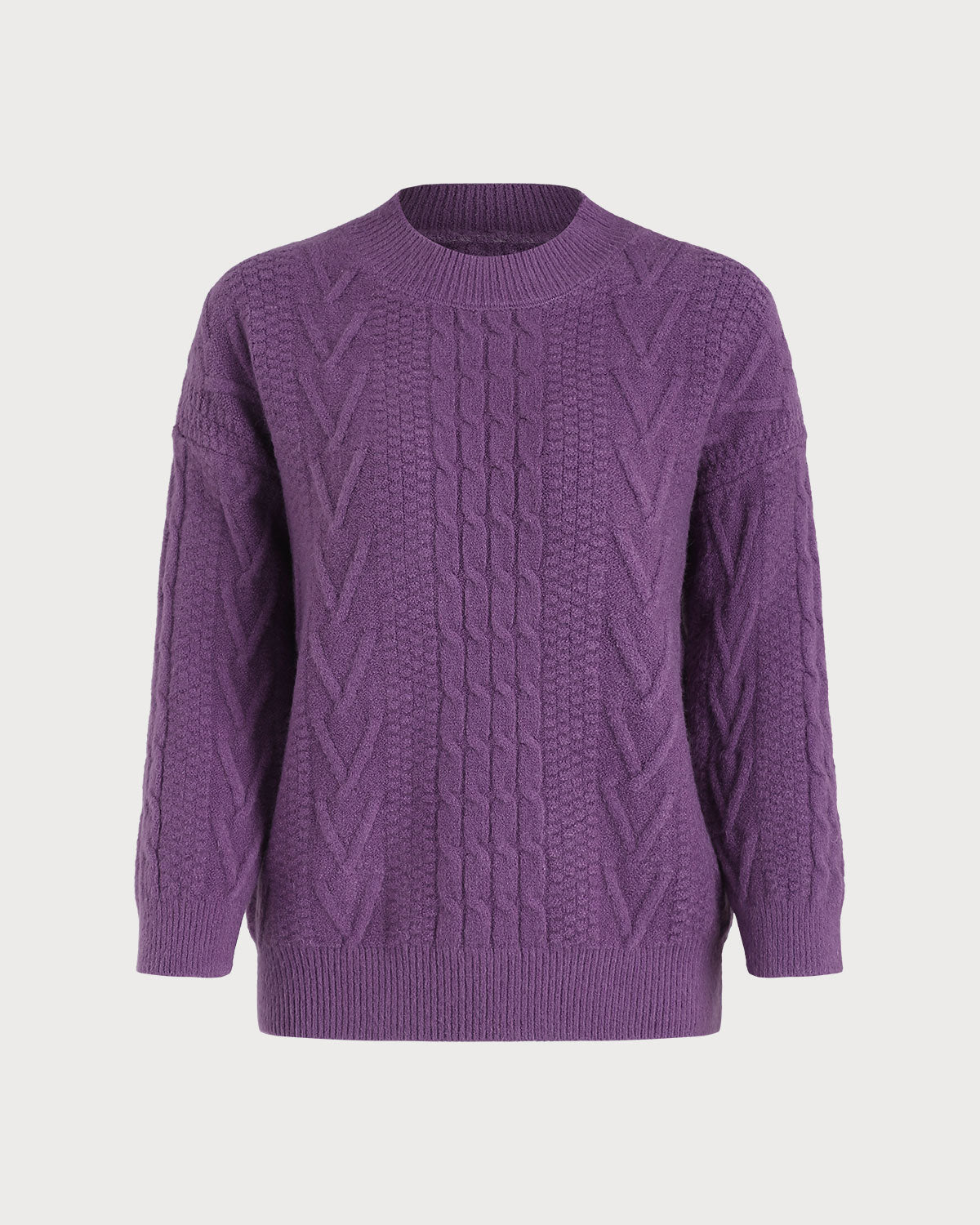 Women's Acrylic Knit Sweater Purple Tops - RIHOAS