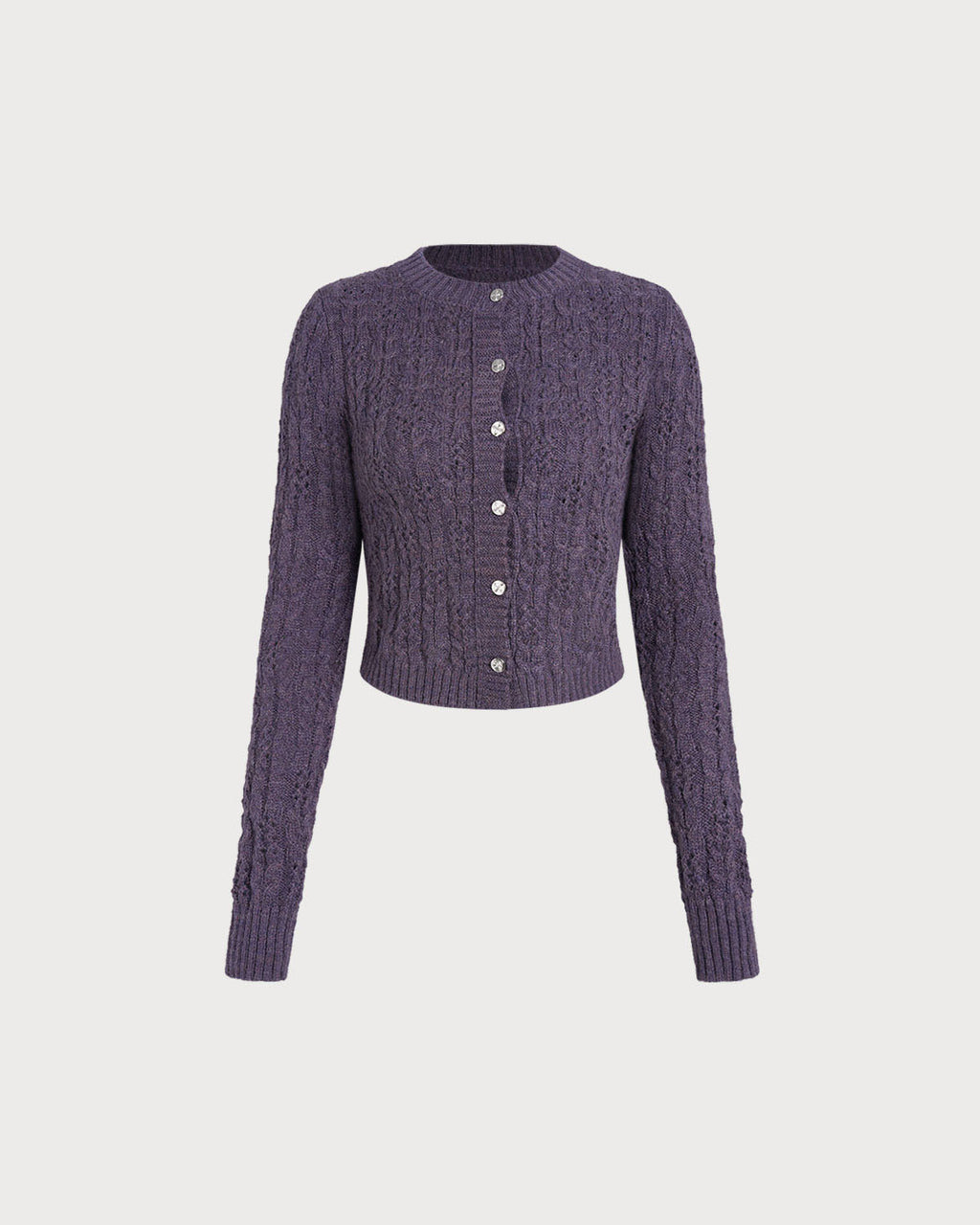 Women's Acrylic Knit Sweater Purple Tops - RIHOAS