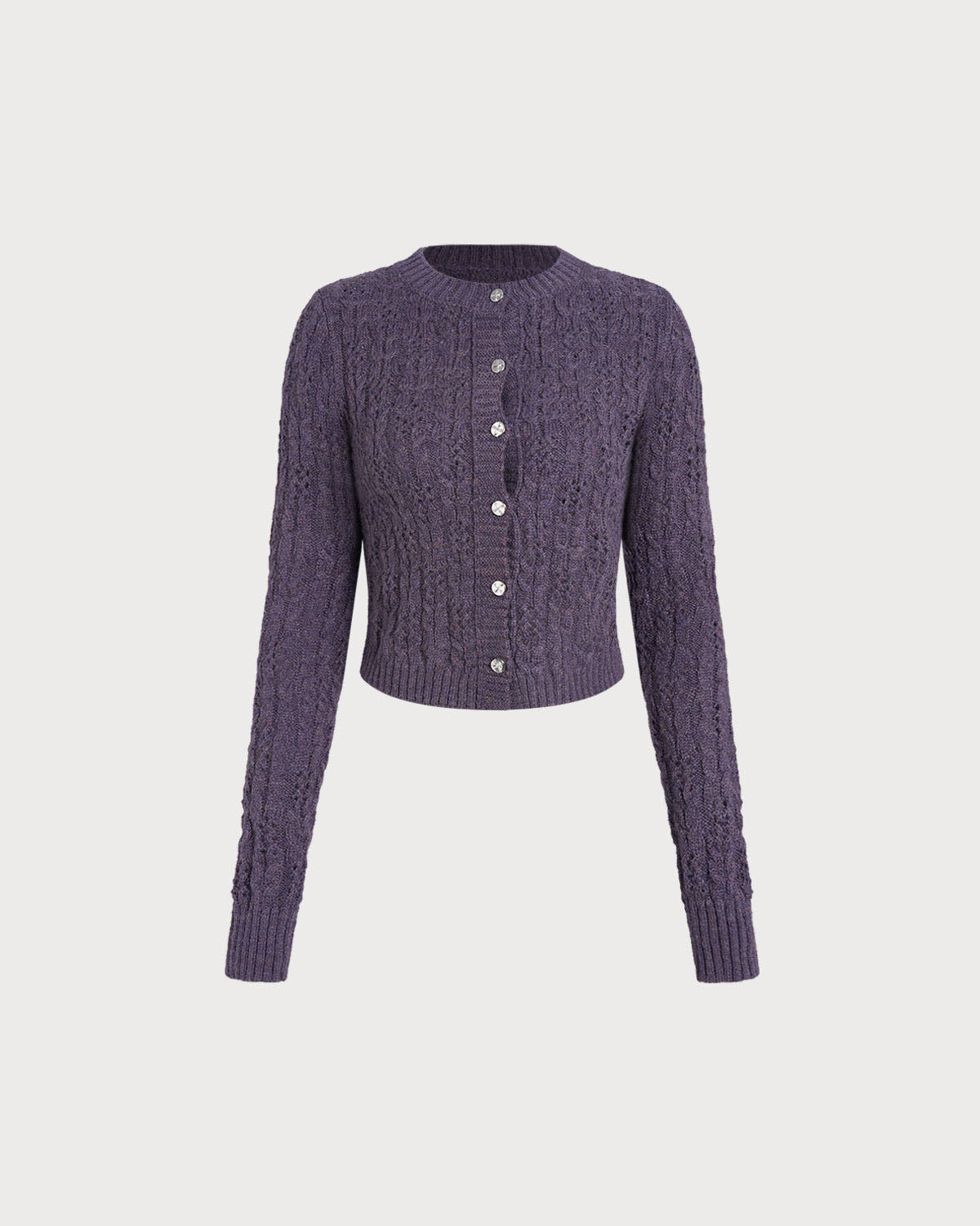 Women's Acrylic Knit Sweater Purple Tops - RIHOAS