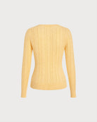 Yellow Round Neck Textured Knit Sweater 03
