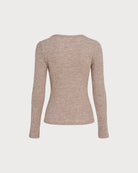 Camel V Neck Button Knit Sweater 03