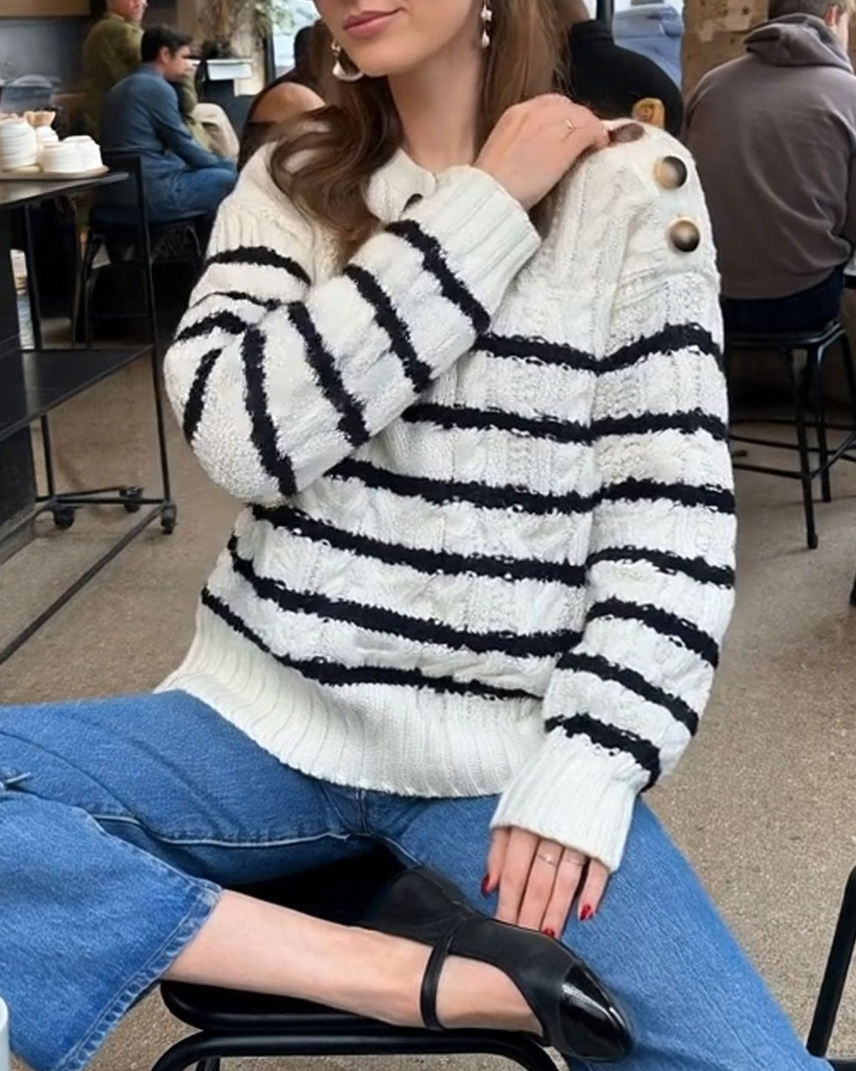 Women's Acrylic Knit Sweater Tops - RIHOAS