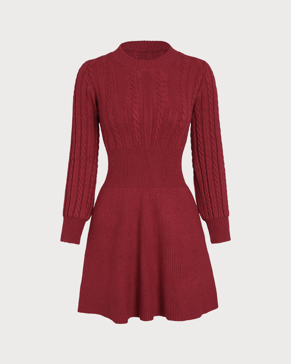 Women's Acrylic Knit Wool Dress Wine Red Dresses - RIHOAS