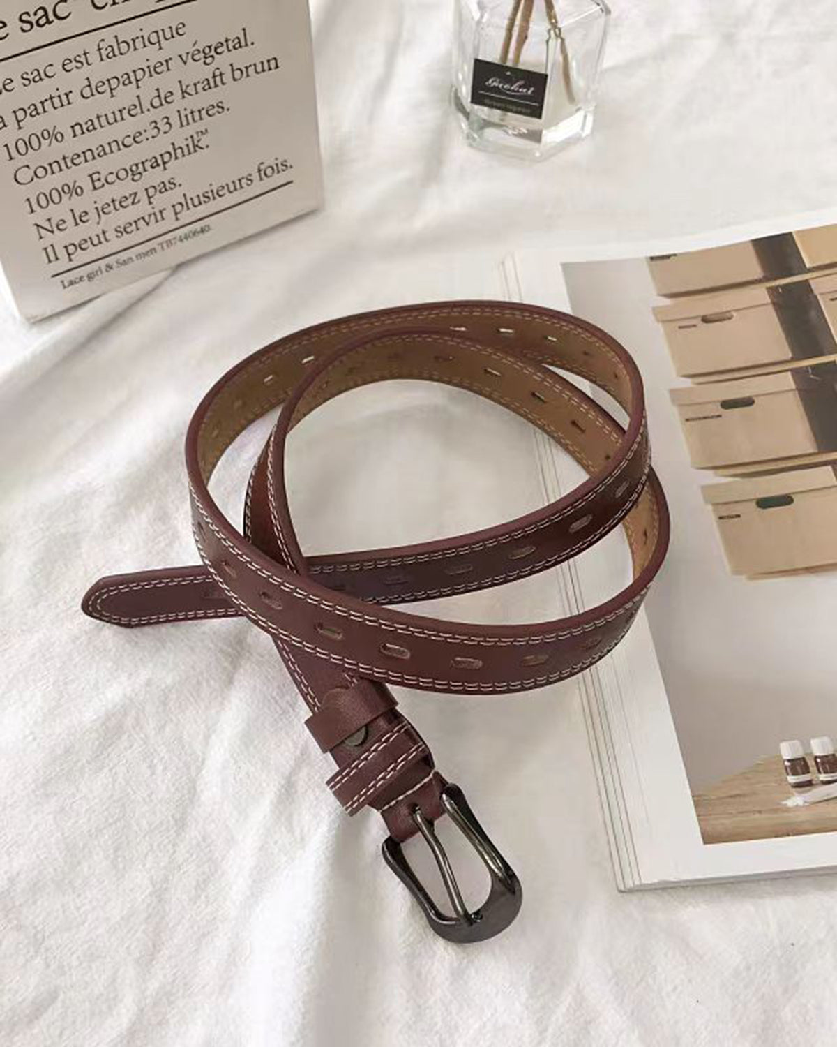 Women's Belt Wine Red Belts - RIHOAS