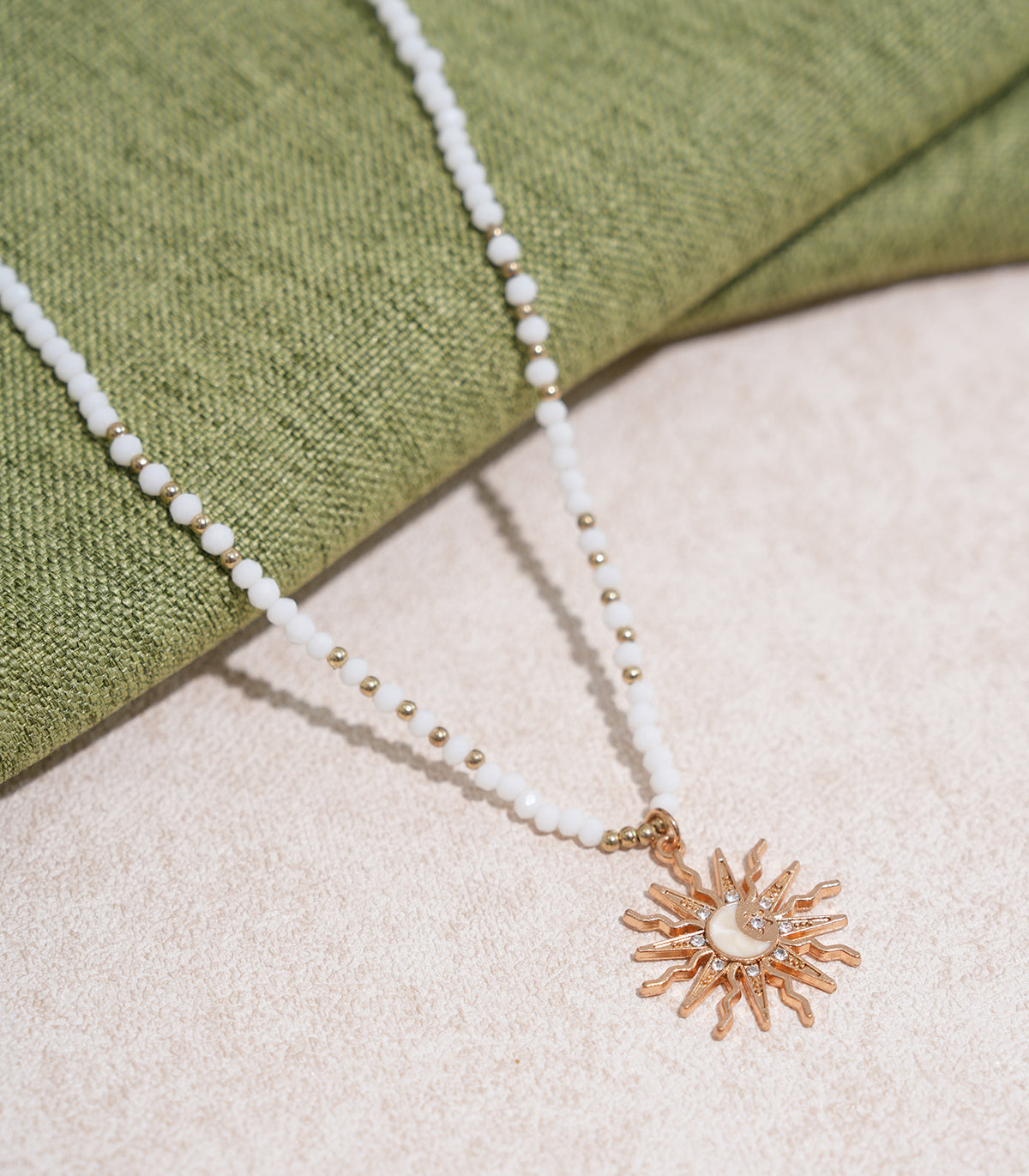 Women's electroplated metal Bohemian style sun pendant necklace White Necklaces - RIHOAS