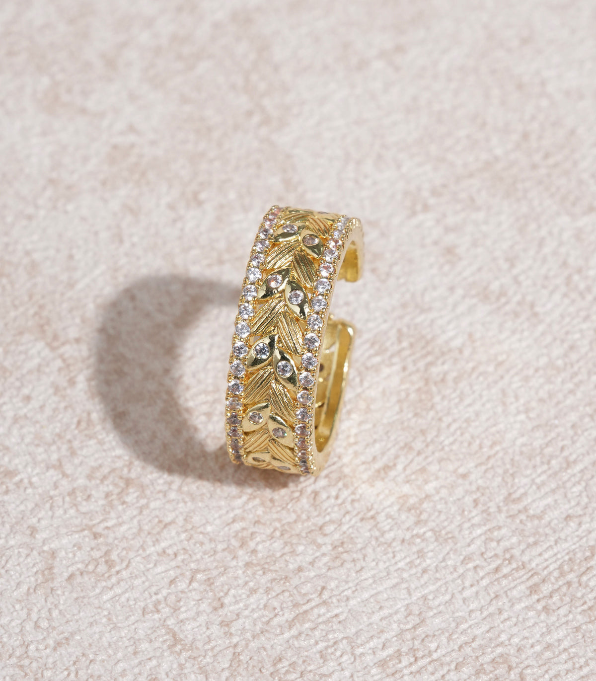 Women's Electroplated Woven Wheat Ear Ring Gold Rings - RIHOAS