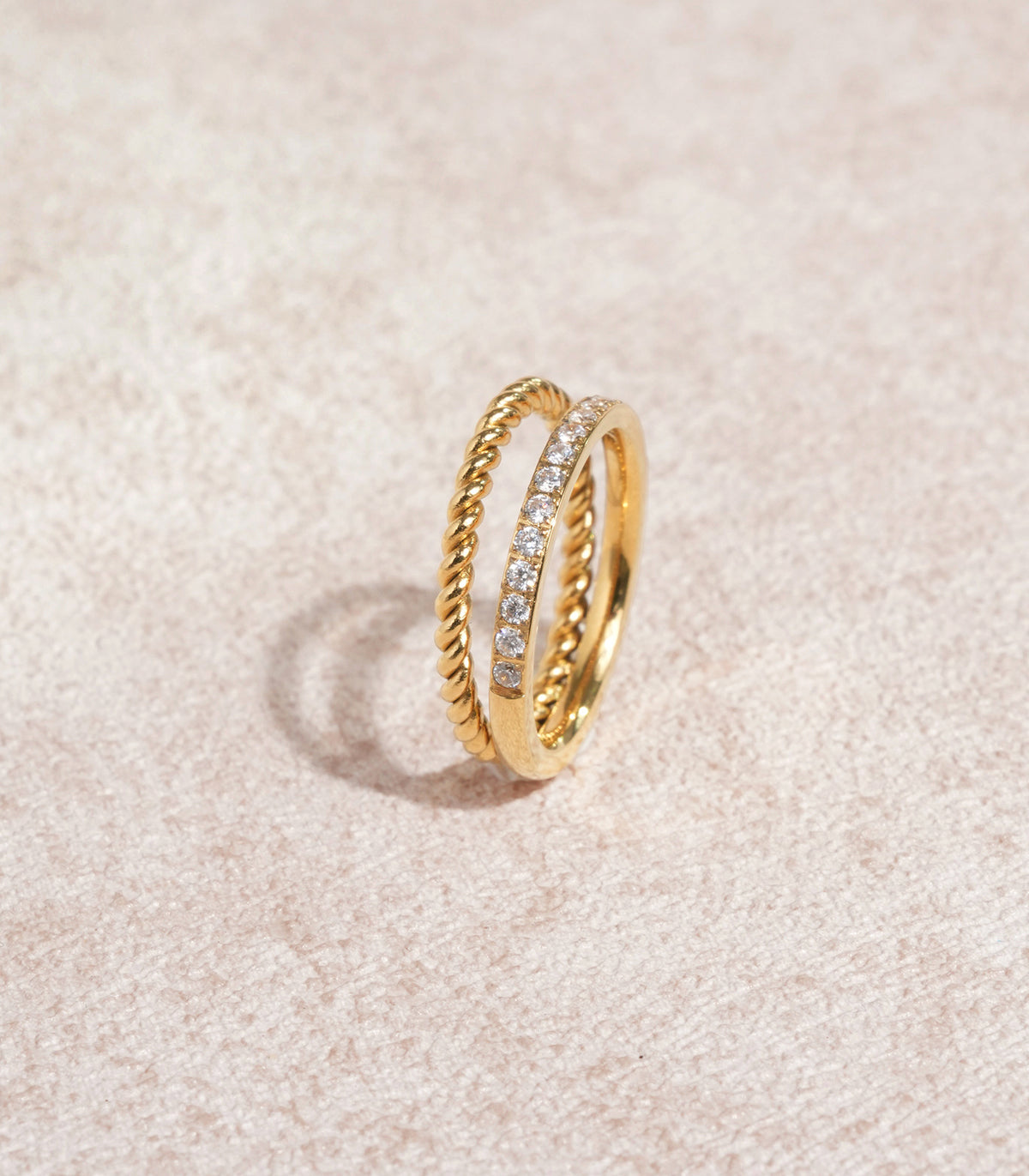 Women's electroplated zircon ring Gold Rings - RIHOAS