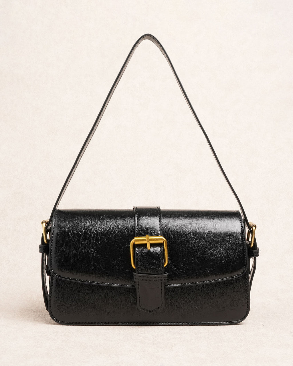 Women's Faux Leather Shoulder Bag Black Bags - RIHOAS