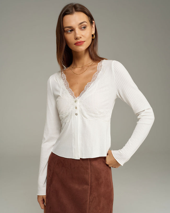 Women's Knit Lycra Top White Tops - RIHOAS