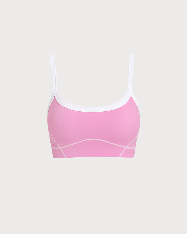 Pink Contrast Yoga Tank Top - RIHOAS